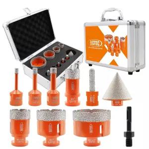 BGTEC 다이아몬드 코어 드릴 비트 세트 - 10개 타일 홀 톱 키트 6/8/10/25/35/50/65mm 10mm 핑거 및 도자기