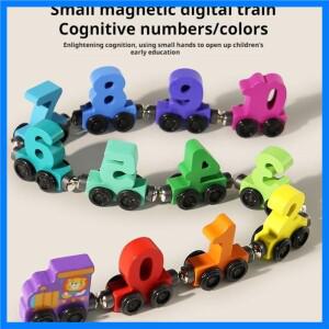 나무 숫자 디지털 자석 기차 장난감 다채로운 블록 교육용 손과 눈의 협응