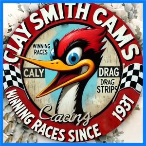 테라코타 스미스 캠 빈티지 라운드 알루미늄 사인, 8x8 인치, 딱따구리 레이싱 테마, 홈 레스토랑 카페용