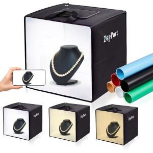 포토 라이트 박스 사진 - 40.6CM 스튜디오 120개의 40.6CM(16인치 작은 6개의 X 조명 주얼리 16인치) 아이템용 라이트박스, 및 배경 제품 포함, LED