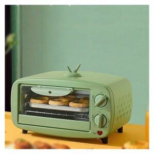 MVNOIR 미니 가정용 전기 오븐 다기능 피자 케이크 베이킹 60분 타이머 스테인리스 스틸 토스터 2겹