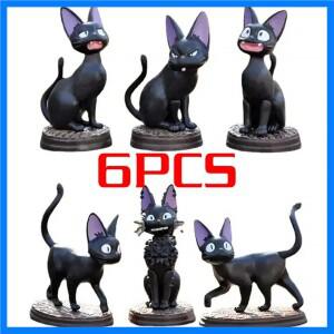 6개/세트 만화 검은 고양이 지지 지지 피규어 PVC 액션 장난감 인형 모델 세트 검은 고양이 미야자키 하야