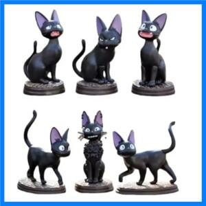 6개/세트 만화 검은 고양이 지지 & 지지 PVC 액션 피규어 인형 모델 세트 하야오 미야자키 장난감 어린이