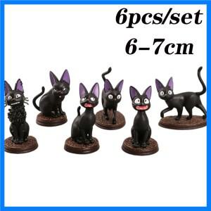 6개/세트 만화 검은 고양이 지지 & 지지 PVC 액션 피규어 인형 모델 세트 미야자키 하야오 장난감 어린이