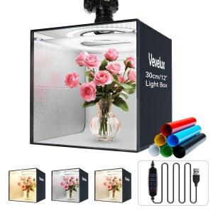 PHOTO STUDIO 라이트 박스 사진, 30.5 텐트 12인치) 12 6가지 조절 주얼리 X 키트, 제품 전문 LED 1개 슈팅 조명 디퓨저 아이템용 및 색상 가능한 (CRI 90), 30.5CM(12 120개의 배경 작은 조도