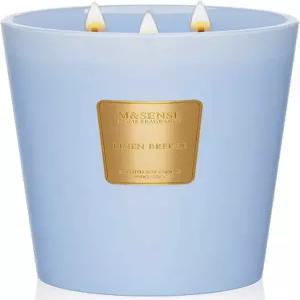 M SENSE 대형 소이캔들 린넨브리즈 35oz 150시간 오래 지속  3-심지 천연 테라피 독성없음 홈 프래그런스