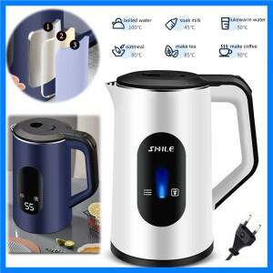 2.2L 스테인리스 스틸 전기 디지털 디스플레이 대용량 티포트 1500W 고속 가열 온수 보일러 물 끓이기 가정