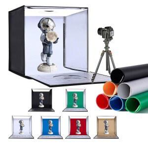 SYSCLOUD 포토 스튜디오 라이트 박스, 50.8 및 조명 160개의 색상 6가지 전문 50.8CM(20 사진 배경, LED 양면 제품 20인치) X 사진용