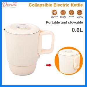 휴대용 여행용 0.6 전기 주전자 110V-220V 빠른 가열 304 스테인리스 스틸 자동 차단 미니 온수 보일러