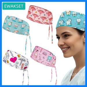 새 모델 의료 수술 모자 플러스 스웨트 밴드 코튼 간호사 임상 외과 의사 모자 치과 산부인과 인쇄 스크럽