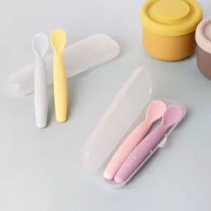 실리콘 아기숟가락 이유식스푼 2P세트 아동수저 유아용 키즈식기 신혼선물 어린이용