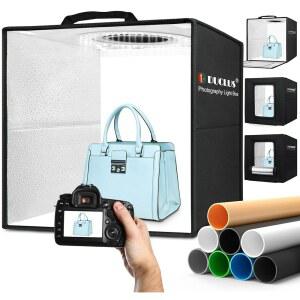 DUCLUS 포토 라이트 박스 40.6 X 물건 8개 업그레이드된 제품 및 전문 작은 160 조도 18W 사진을 음식 배경 전원 16인치), USB-C 조절 40.6CM(16 위한 가능한 박스, 촬영용 LED, 주얼리,