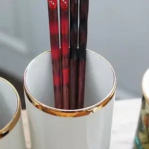 2인 JI71TO21 플라워 패턴 나무 젓가락 세트