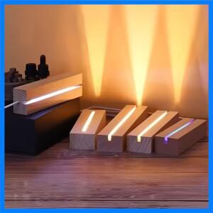 LED 원목 램프 DIY 로맨틱 무드등, 크리스탈 유리 램프 베이스 스위치 통나무 램프 USB 직사각형 디스플레