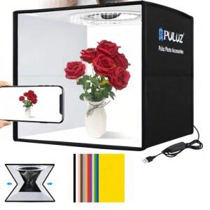 2025 업그레이드 사진 스튜디오 라이트 박스 25.4CM(10 양면 배경 제품용 CRI 102피스 조명 키트, 사진, LED 조절 미니 X 25.4 95 전문 6가지 색상 10인치) 텐트 접이식 슈팅 가능한 및 조도