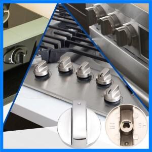 주방 가스레인지 손잡이 6개 실버 8mm D형 구멍 호환 오븐 스토브 쿡탑용 모던하고 세련된 디자인 간편 장