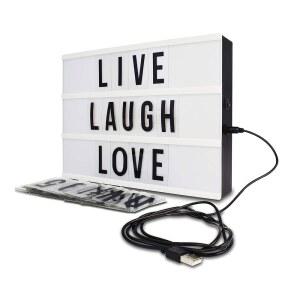 NORT OINT CINEMA STYLE 10-LED 홈 화이트 테이블탑, 데코 라이트 배터리 또는 전원, 글자와 벽걸이 박스, 대형 109개의 문자, USB