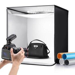 TELLEGLOWW 라이트 박스 사진 61 X 가능한 조절 부스 24인치) 디퓨저 61CM(24 5가지 제품 촬영 박스, LED 전문 텐트 머신, 224개의 링 색상 배경, 포토 대형 스튜디오 키트 스트립,