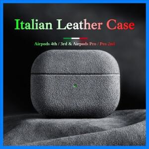 Airpods Pro 2 용 이탈리아 스웨이드 가죽 케이스 고급 인조 모든 항목을 포함하는 무선 충전