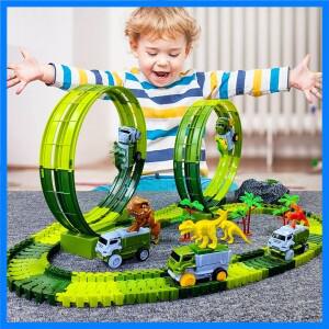 전기 공룡 자동차 트랙 유연한 매직 클라이밍 철도 장난감 LED 라이트 포함 고품질 레이스 어린이용