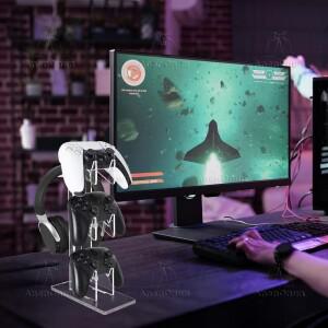 호환  데스크탑 정리함 투명 아크릴 게임 패드 디스플레이 거치대  3 단 컨트롤러헤드폰 스탠드  PS5  Xbox