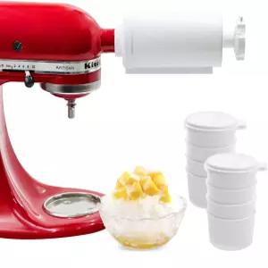 키치네이드 스탠드 믹서용 면도 얼음 부착물 제빙기 8개의 재사용 가능한 큐브 몰드가 있는 효율적인