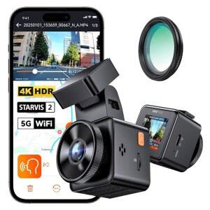 밴트루 E1 프로 4K 미니 대시 캠 전면, STARVIS 2 PlatePix HDR 자동차 카메라, 내장 5G WiFi GPS, 1 54인치 IPS 화면, 음성 제어, 24/7 버퍼 주차 모드, 1TB 최대 지원