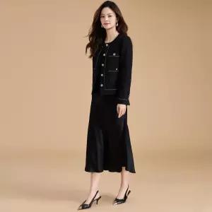 스파이더맨 블랙 여자 클래식 봄코트 스몰카라 봄가을 트위드 펄사 OPH1