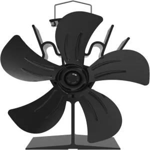 YESBO 열 구동 우드 스토브 팬 자기 온도계가 있는 5 블레이드 벽난로 목재 연소/펠릿/로그