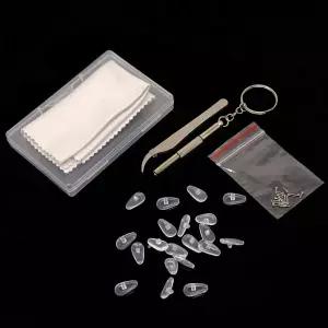 혼베이 10쌍 15mm 미끄럼 방지 실리콘 스크류 인 안경 코 패드 에어 챔버 수리 키트(코 + 나사 드라이버