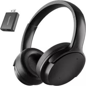 시니어용 Skyaudio 무선 헤드폰 USB 송신기 플러그 앤 플레이 오디오 지연 없음 20시간 이상 더 크고