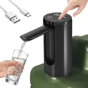 Digury 5갤런 워터 저그 2000mAh USB 전기 충전 캠핑용 휴대용 자동 펌프 전용 접이식 정수기(블랙)