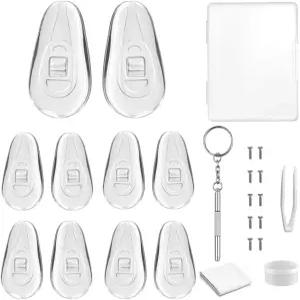 부드러운 안경 코 패드 5쌍의 에어 챔버 에어백 수리 키트 나사 드라이버 청소용 천 핀셋 및 보관 케이스가