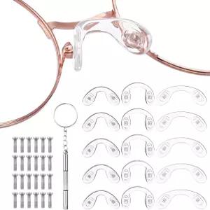 안경 코 패드 15개 U자형 다리 스트랩 선글라스용 부드러운 실리콘 나사 삽입 3가지 사이즈 및 드라이버