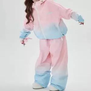 여성 스키복세트 핑크 방수 보드웨어 방풍 스노우보드 여자 윈터 스포츠복