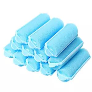 12개 폼 스펀지 헤어 롤러 블루 컬러 바운시 컬 스타일 도구 액세서리