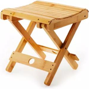 신보이스 대나무 사우나 의자 휴대용 스팀 시트 나무 접이식 샤워 벤치 스툴 실내 다리 면도 및 발 휴식