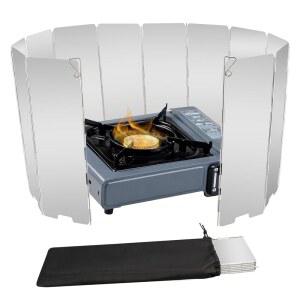 스토브 윈드스크린, 12판 알루미늄 윈드실드, 드로스트링 백 포함, 캠핑용, 부탄