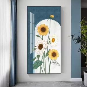 현관 인테리어 해바라기 그림 행운 풍수 세로 액자