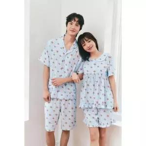 [하프클럽/솔브]솔브(정상) 푸들 구름나염  커플  반팔 파자마 SPA2606M_SPA2606W_