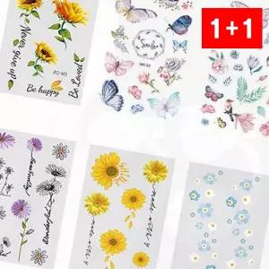 헤나 타투 스티커 꽃 나비 문신 피부 손등 팔목 캐릭터