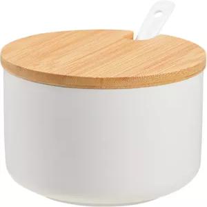 뚜껑이 있는 백설탕 그릇을 즐기세요 세라믹 설탕 그릇 소금 저장고와 숟가락으로 용기에 양념할 수 숟가락