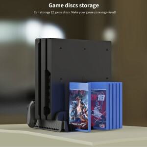 호환 PS4/PS4 Slim/PS4 Pro용 냉각 팬 PS4 스탠드  컨트롤러 충전기12개 게임 포함 Playstation 4 스테이션