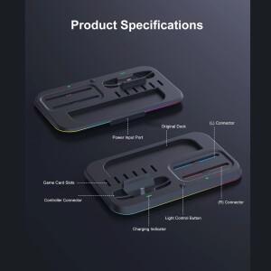 호환 충전 독 오거나이저 스테이션 스위치 2 프로 컨트롤러 RGB 라이트 6 게임 카드 슬롯 LED 표시등