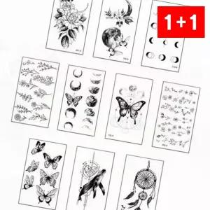 타투 스티커 흑백 꽃 문신 방수 임시 바디 손목 반영구
