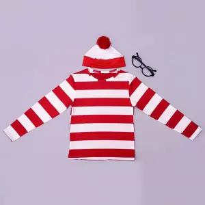 윌리 코스프레 의상 세트 월리 윌리를찾아라 할로인의상 웃긴 반티 단체티