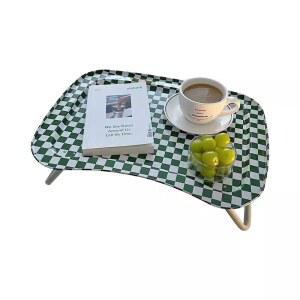 체크무늬 미니소반 좌상 테이블 철제 녹색 식탁 다도상 원목 교자상 반상 1 미니 트레이