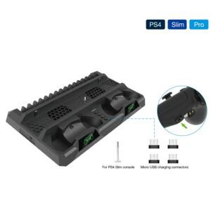 호환 PS4 SLIM PRO 게임 콘솔  다기능 냉각팬 베이스  보관 트레이  블루투스 컨트롤러  가벼운 접촉 더블