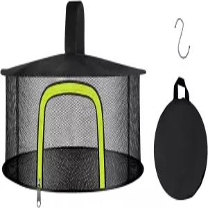 Doacpcr 1겹 허브 건조대 걸이 메시 U자형 지퍼 후크가 달린 접이식 새싹 건조망 식물 꽃 과일 음식 캠핑용