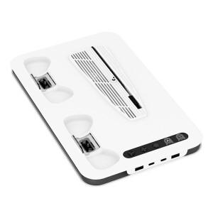 호환 듀얼 컨트롤러 충전기가 포함된 냉각 팬 스테이션 플레이스테이션 5/프로/슬림용 3단계 RGB 조명 스탠